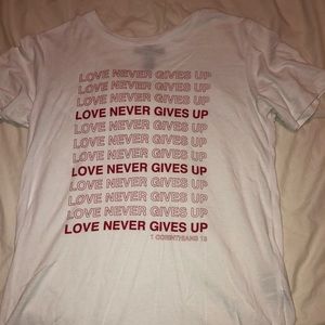 “love never gives up” forever 21 shirt